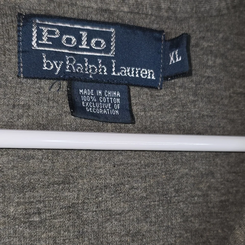 Polo Ralph Lauren Men's XL 1/4 Zip Pullover Sweater Gray Green Pony, 100% Cotton